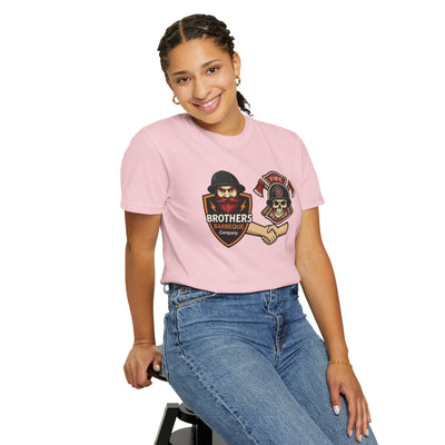 Brotherhood BBQ Humor T-Shirt, Unisex Casual Tee, Firefighter Appreciation, Friendship Gift, BBQ Lovers Shirt, Unique Graphic Tee