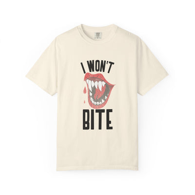 Fun Unisex 'I Won't Bite' T-Shirt for Halloween, Casual Wear, Graphic Tee, Gift for Friends, Statement Shirt
