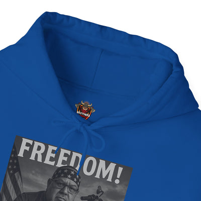 Freedom & Barbeque Unisex Heavy Blend™ Hooded Sweatshirt, Cozy Pullover, Gift for BBQ Lovers, Casual Wear, Freedom Theme, Outdoor Events