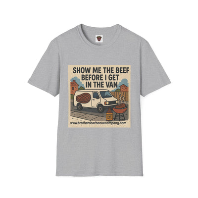 Funny BBQ Unisex T-Shirt - Show Me the Beef, Grilling Gift, Summer BBQ, Foodie Humor, Casual Wear