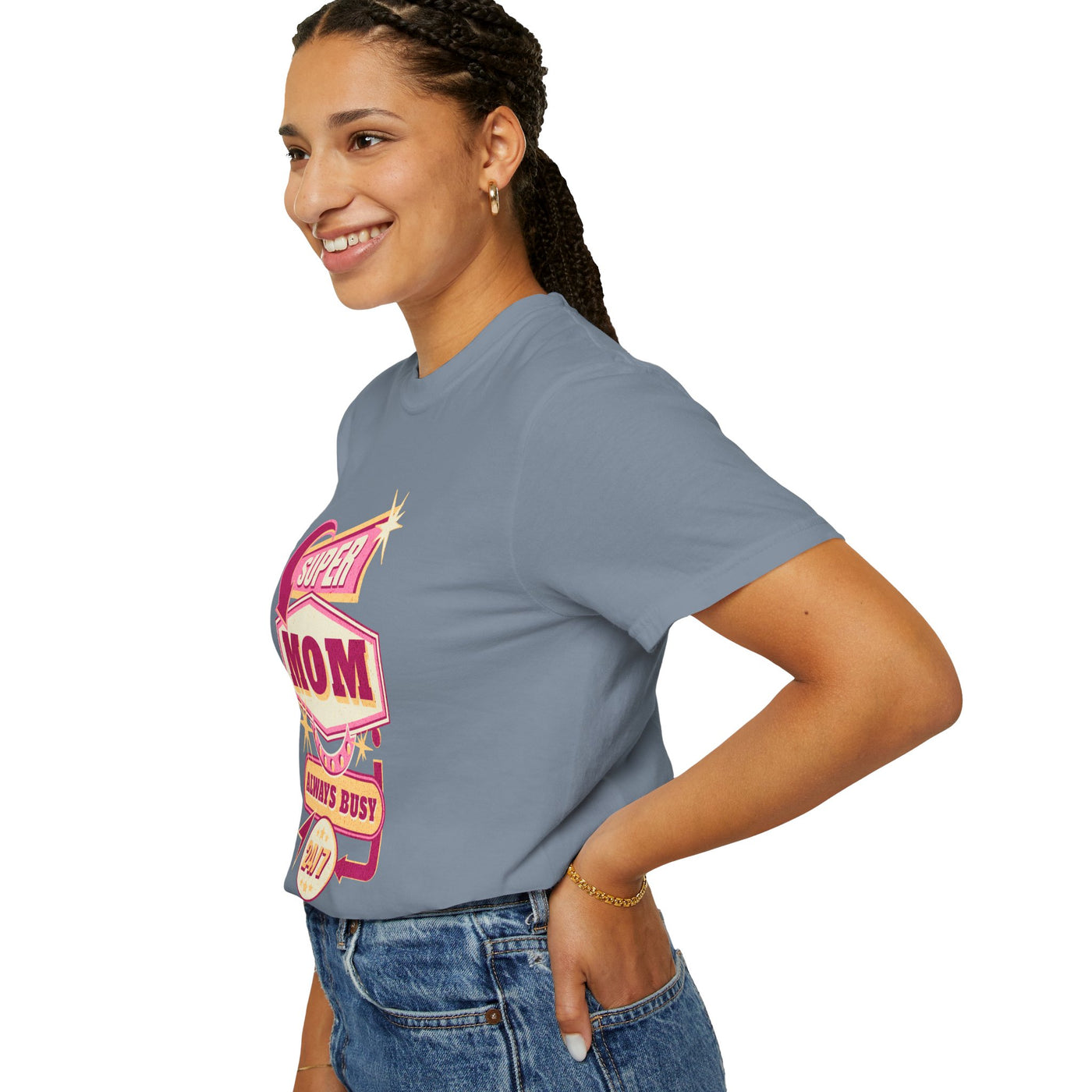 Super Mom Garment-Dyed T-Shirt, Mother's Day Gift, Funny Mom Tee, Busy Mom Apparel, Casual T-Shirt for Moms