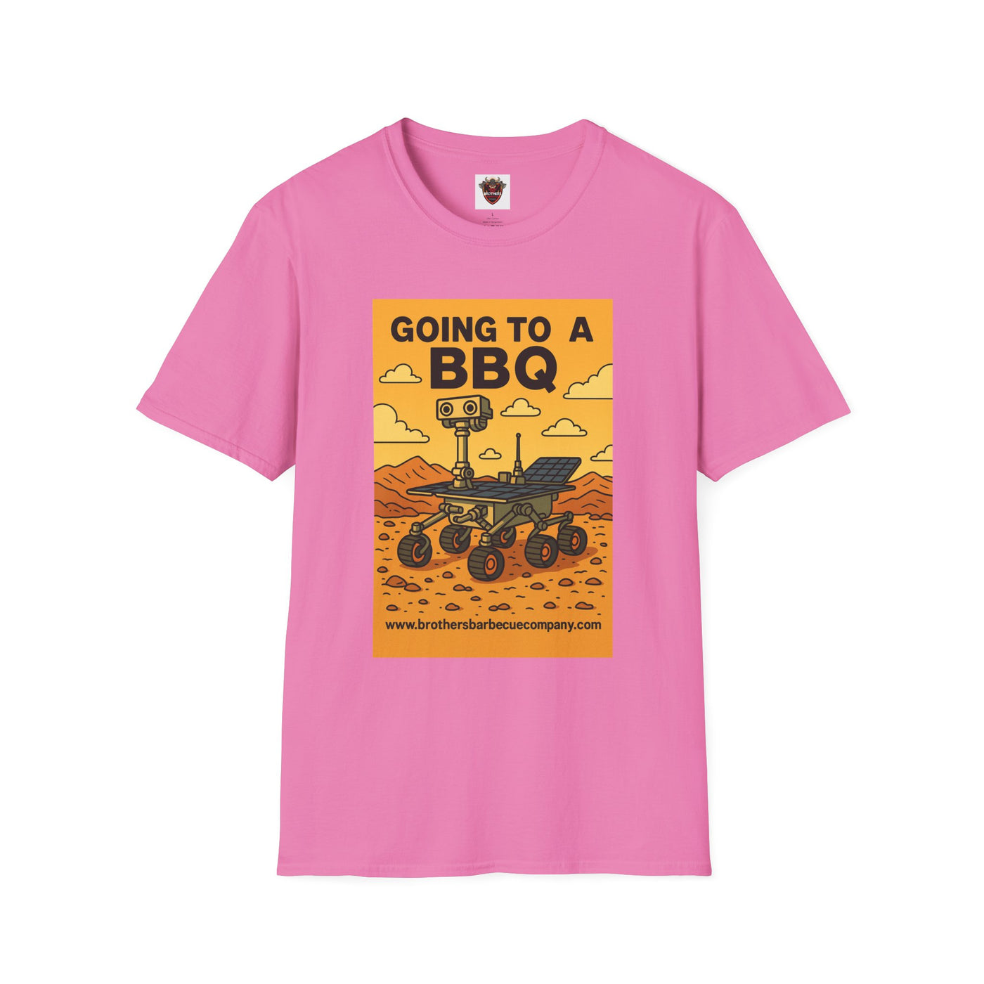 BBQ Rover Unisex Softstyle T-Shirt | Fun BBQ Shirt, Space Enthusiast Gift, Summer Picnic Wear, Mars Rover Shirt, Unique Graphic Tee