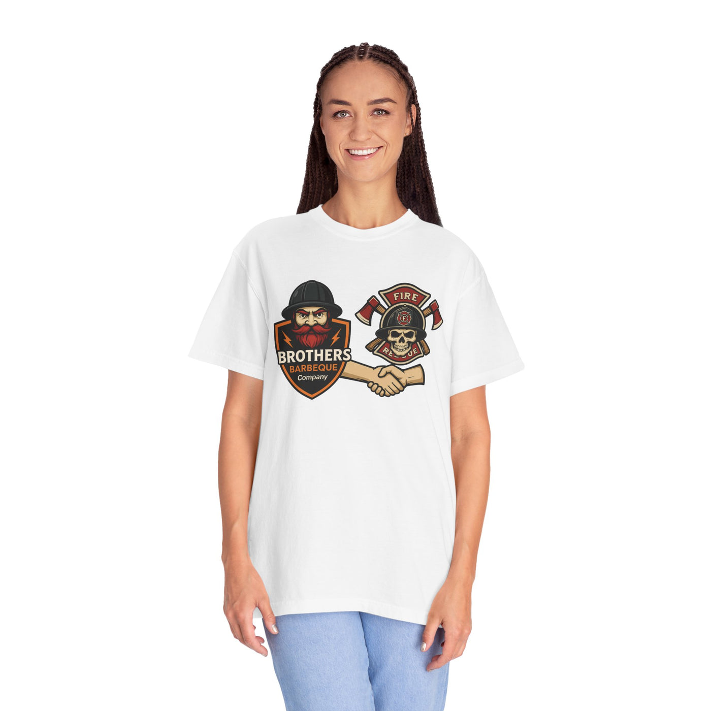 Brotherhood BBQ Humor T-Shirt, Unisex Casual Tee, Firefighter Appreciation, Friendship Gift, BBQ Lovers Shirt, Unique Graphic Tee