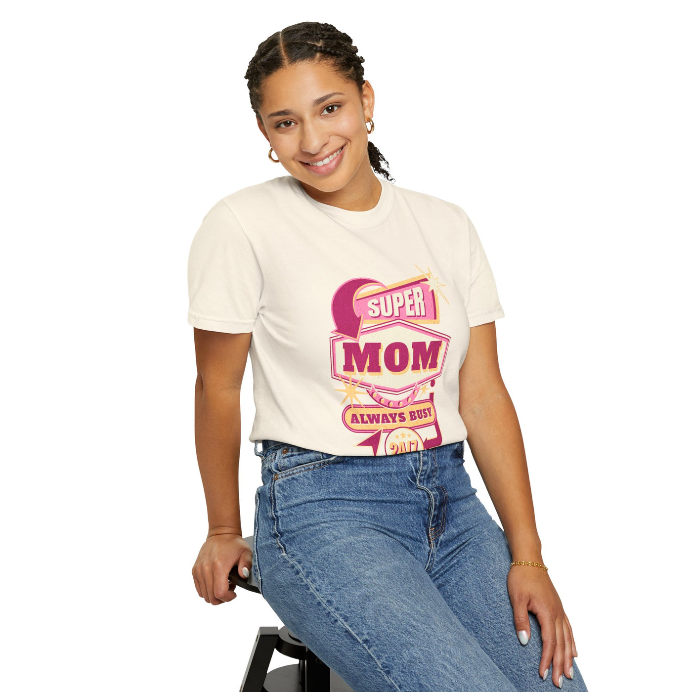 Super Mom Garment-Dyed T-Shirt, Mother's Day Gift, Funny Mom Tee, Busy Mom Apparel, Casual T-Shirt for Moms