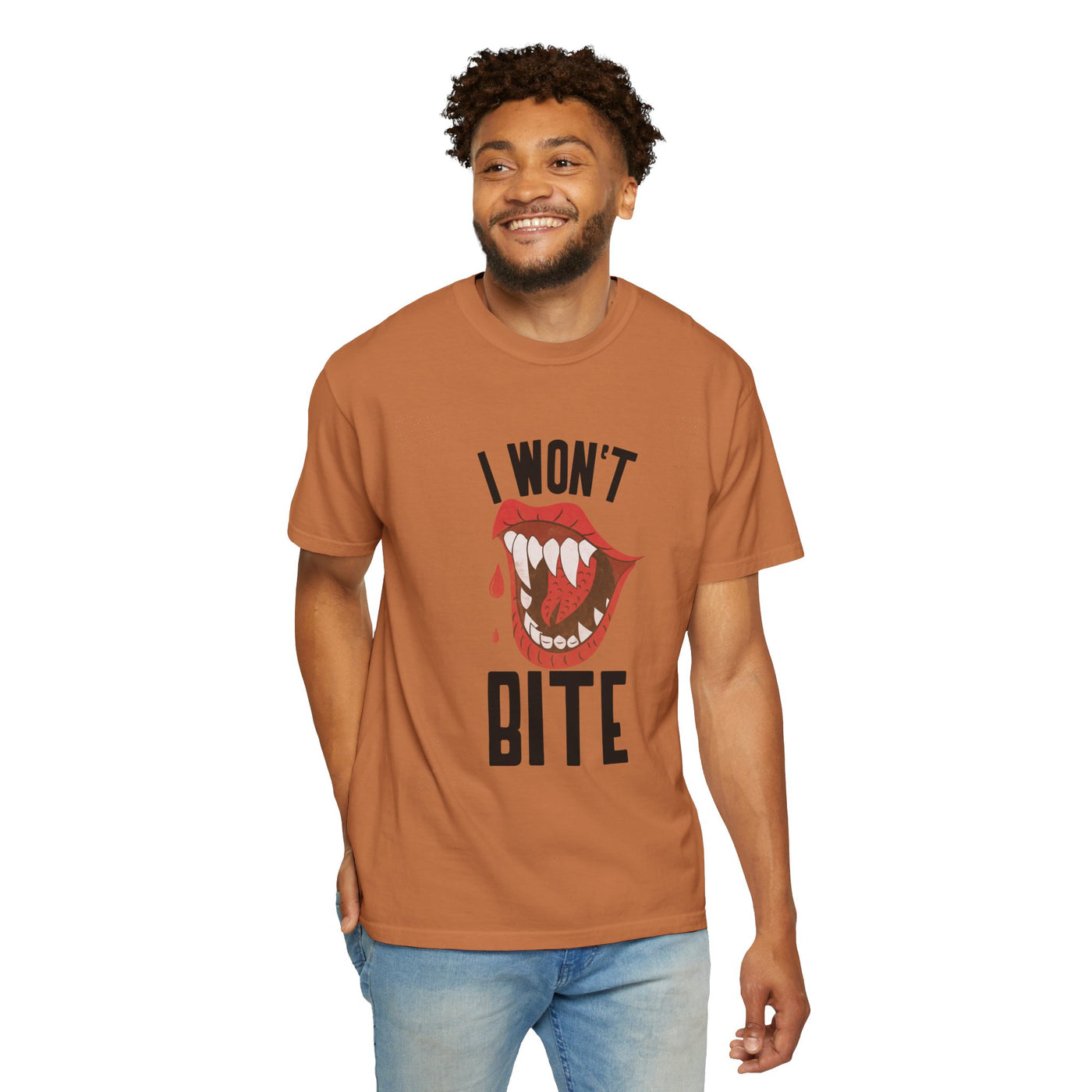 Fun Unisex 'I Won't Bite' T-Shirt for Halloween, Casual Wear, Graphic Tee, Gift for Friends, Statement Shirt