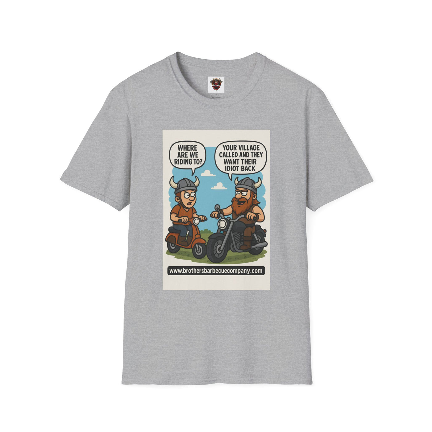 Funny Viking Bikers BBQ T-Shirt, Unisex Softstyle Tee, Gift for Grill Lovers, Casual Wear, Humor Shirt, Summer BBQ Party