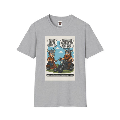 Funny Viking Bikers BBQ T-Shirt, Unisex Softstyle Tee, Gift for Grill Lovers, Casual Wear, Humor Shirt, Summer BBQ Party