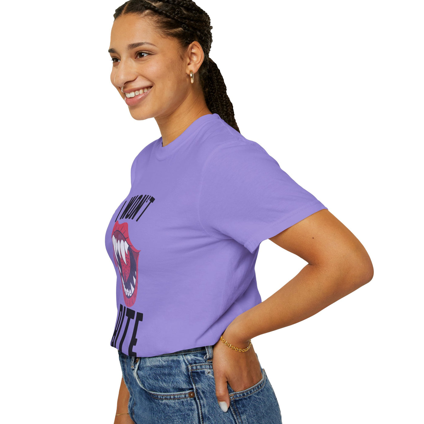 Fun Unisex 'I Won't Bite' T-Shirt for Halloween, Casual Wear, Graphic Tee, Gift for Friends, Statement Shirt