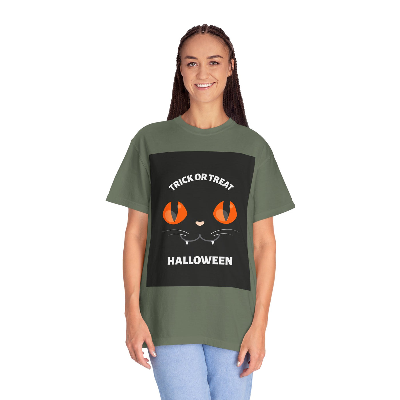 Halloween Cat T-Shirt, Unisex Trick or Treat Tee, Spooky Season Apparel, Cute Halloween Gift, Fall Festival Shirt, Cat Lover T-Shirt