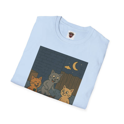 Cute Animal Campfire T-Shirt, Cozy Cat T-Shirt, Gifts for Cat Lovers, Unisex Softstyle Tee, Perfect for Camping or Outdoor Fun