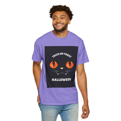 Halloween Cat T-Shirt, Unisex Trick or Treat Tee, Spooky Season Apparel, Cute Halloween Gift, Fall Festival Shirt, Cat Lover T-Shirt