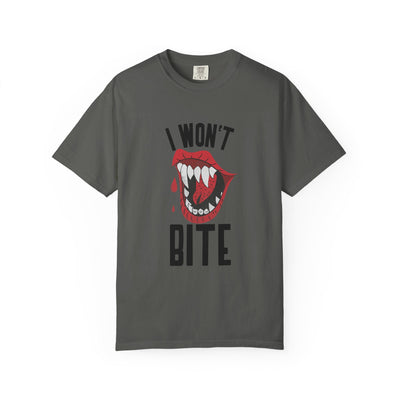 Fun Unisex 'I Won't Bite' T-Shirt for Halloween, Casual Wear, Graphic Tee, Gift for Friends, Statement Shirt