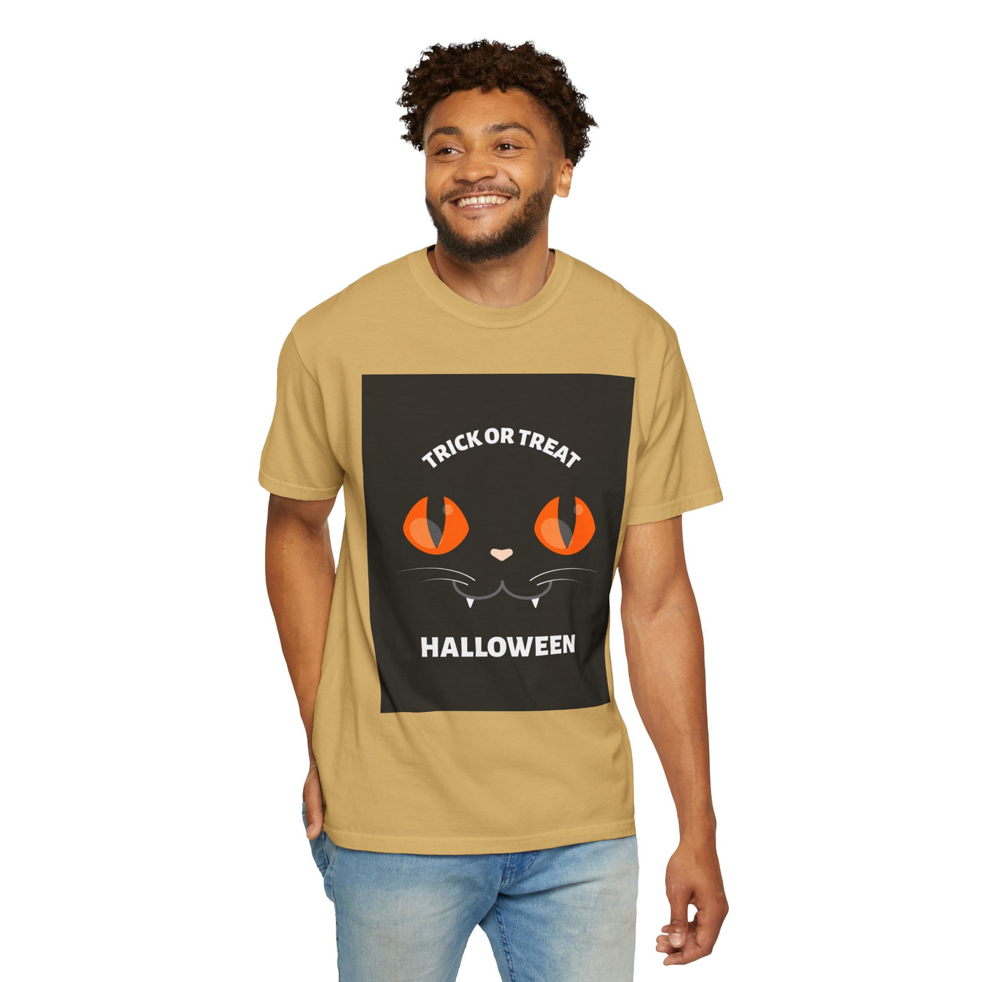 Halloween Cat T-Shirt, Unisex Trick or Treat Tee, Spooky Season Apparel, Cute Halloween Gift, Fall Festival Shirt, Cat Lover T-Shirt