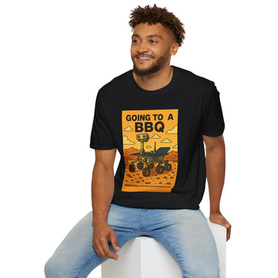 BBQ Rover Unisex Softstyle T-Shirt | Fun BBQ Shirt, Space Enthusiast Gift, Summer Picnic Wear, Mars Rover Shirt, Unique Graphic Tee