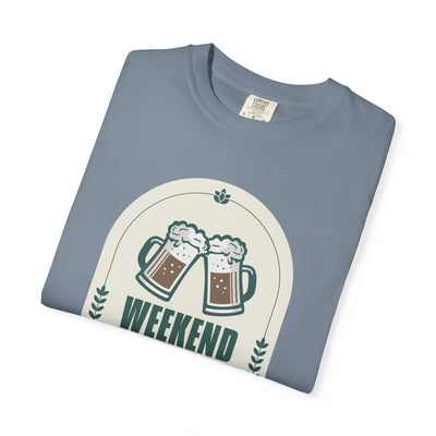 Weekend Forecast Beer T-Shirt | Unisex Garment-Dyed Tee for Beer Lovers, Perfect for Parties, Birthdays, and Casual Wear