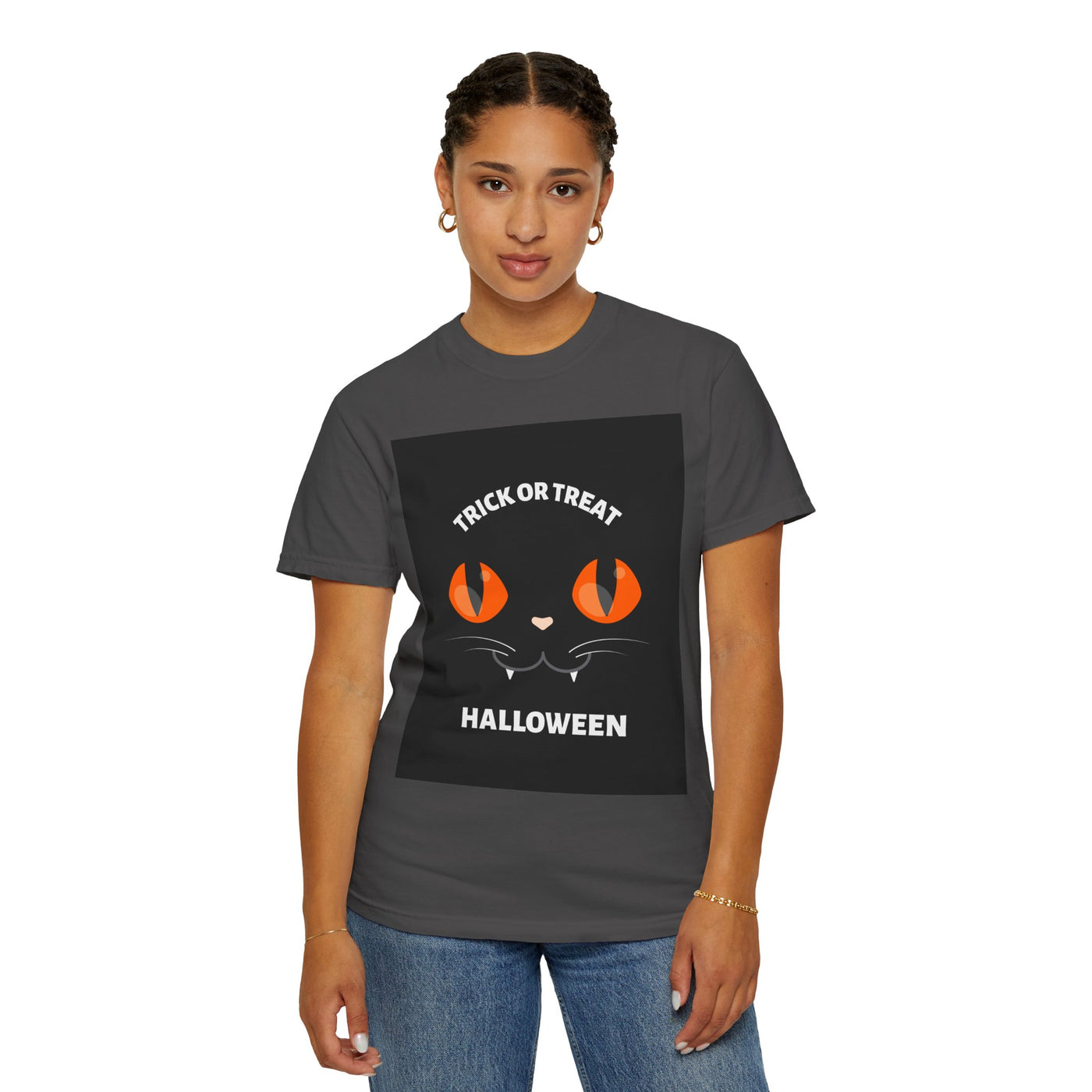 Halloween Cat T-Shirt, Unisex Trick or Treat Tee, Spooky Season Apparel, Cute Halloween Gift, Fall Festival Shirt, Cat Lover T-Shirt