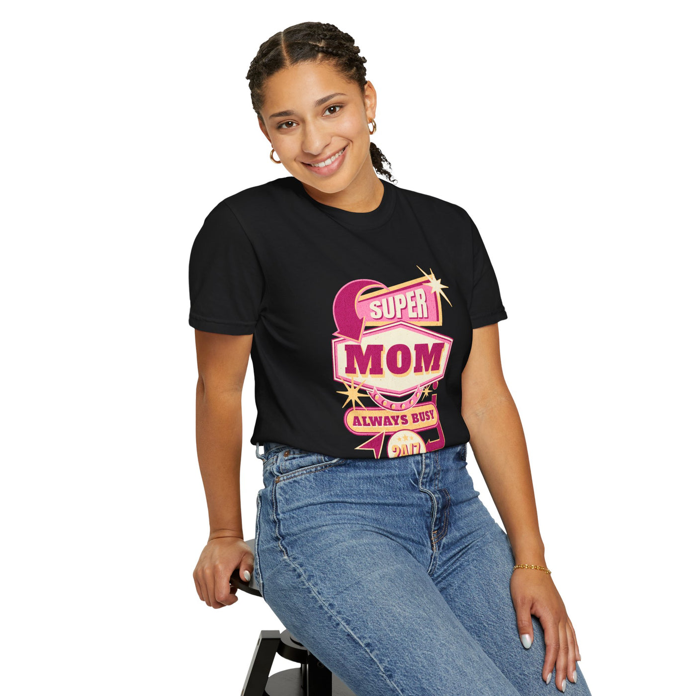 Super Mom Garment-Dyed T-Shirt, Mother's Day Gift, Funny Mom Tee, Busy Mom Apparel, Casual T-Shirt for Moms