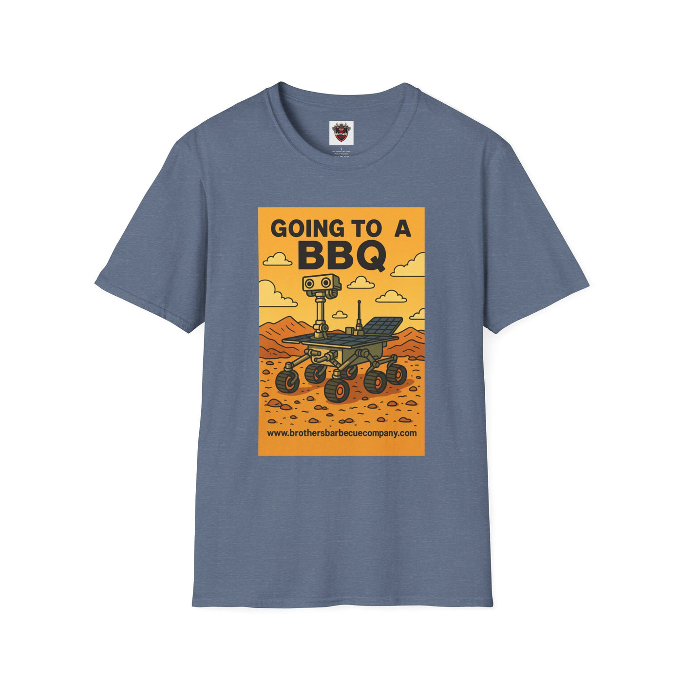 BBQ Rover Unisex Softstyle T-Shirt | Fun BBQ Shirt, Space Enthusiast Gift, Summer Picnic Wear, Mars Rover Shirt, Unique Graphic Tee