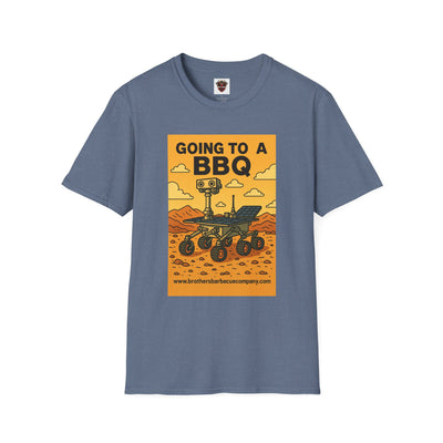 BBQ Rover Unisex Softstyle T-Shirt | Fun BBQ Shirt, Space Enthusiast Gift, Summer Picnic Wear, Mars Rover Shirt, Unique Graphic Tee
