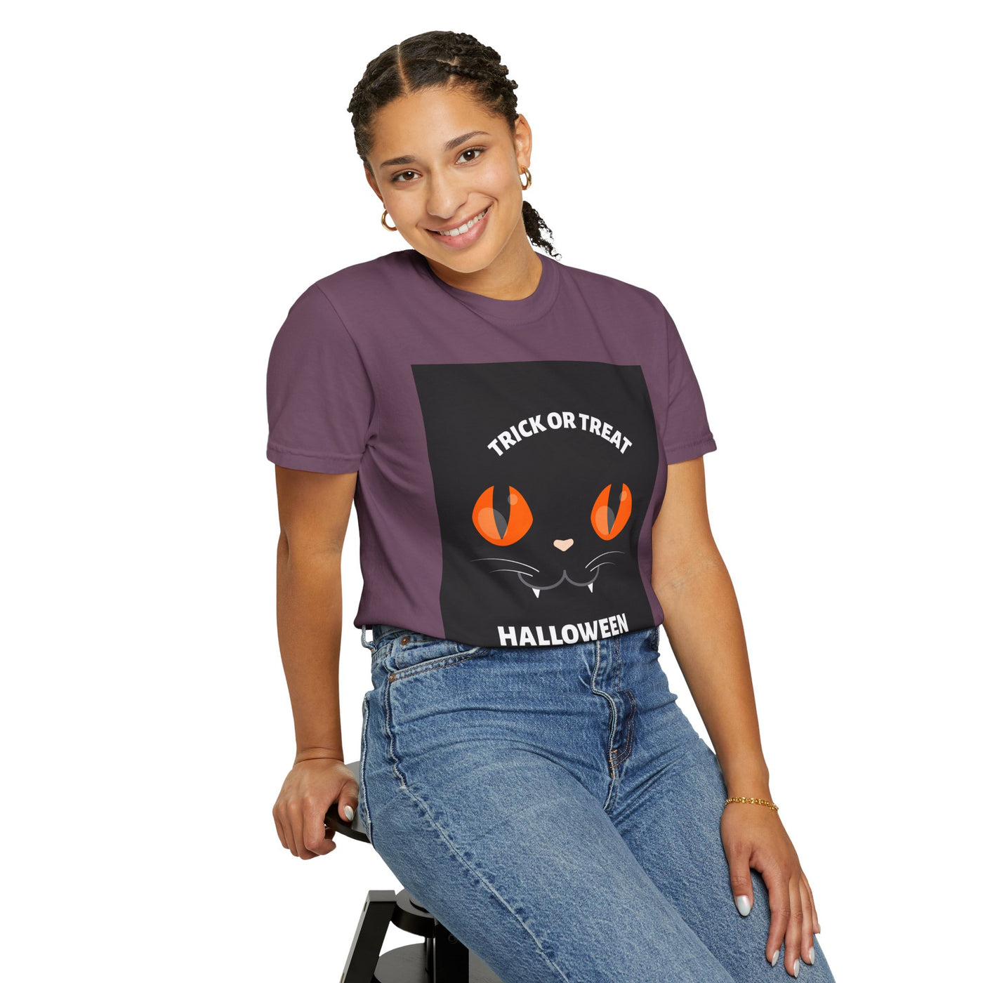 Halloween Cat T-Shirt, Unisex Trick or Treat Tee, Spooky Season Apparel, Cute Halloween Gift, Fall Festival Shirt, Cat Lover T-Shirt