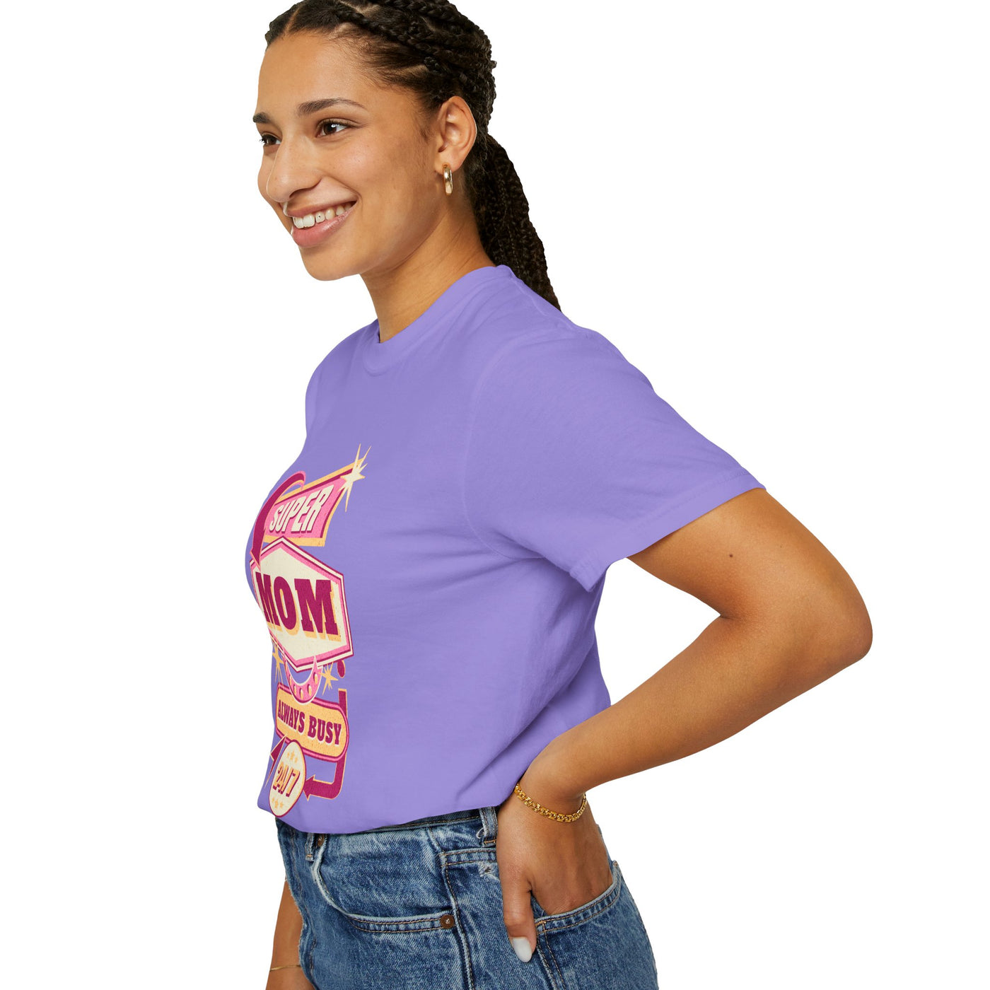 Super Mom Garment-Dyed T-Shirt, Mother's Day Gift, Funny Mom Tee, Busy Mom Apparel, Casual T-Shirt for Moms