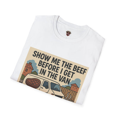 Funny BBQ Unisex T-Shirt - Show Me the Beef, Grilling Gift, Summer BBQ, Foodie Humor, Casual Wear