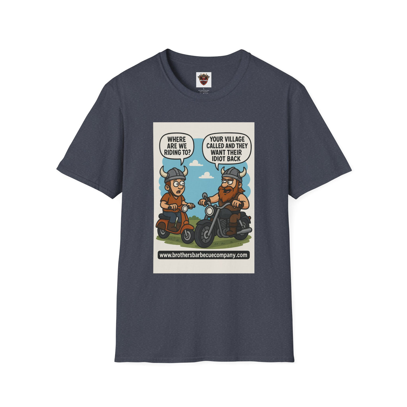 Funny Viking Bikers BBQ T-Shirt, Unisex Softstyle Tee, Gift for Grill Lovers, Casual Wear, Humor Shirt, Summer BBQ Party