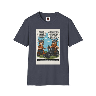 Funny Viking Bikers BBQ T-Shirt, Unisex Softstyle Tee, Gift for Grill Lovers, Casual Wear, Humor Shirt, Summer BBQ Party
