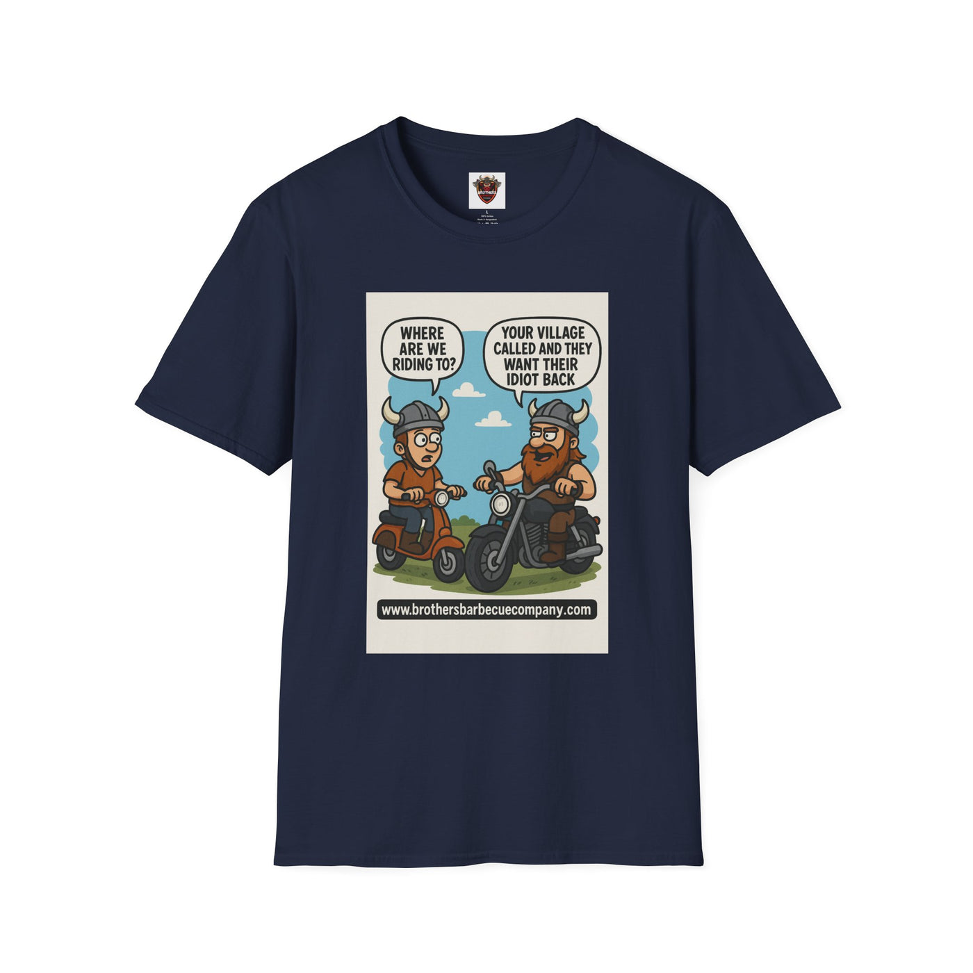 Funny Viking Bikers BBQ T-Shirt, Unisex Softstyle Tee, Gift for Grill Lovers, Casual Wear, Humor Shirt, Summer BBQ Party