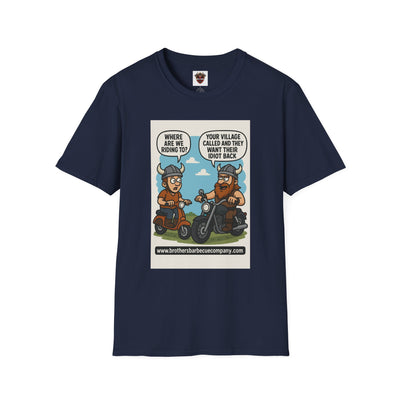 Funny Viking Bikers BBQ T-Shirt, Unisex Softstyle Tee, Gift for Grill Lovers, Casual Wear, Humor Shirt, Summer BBQ Party