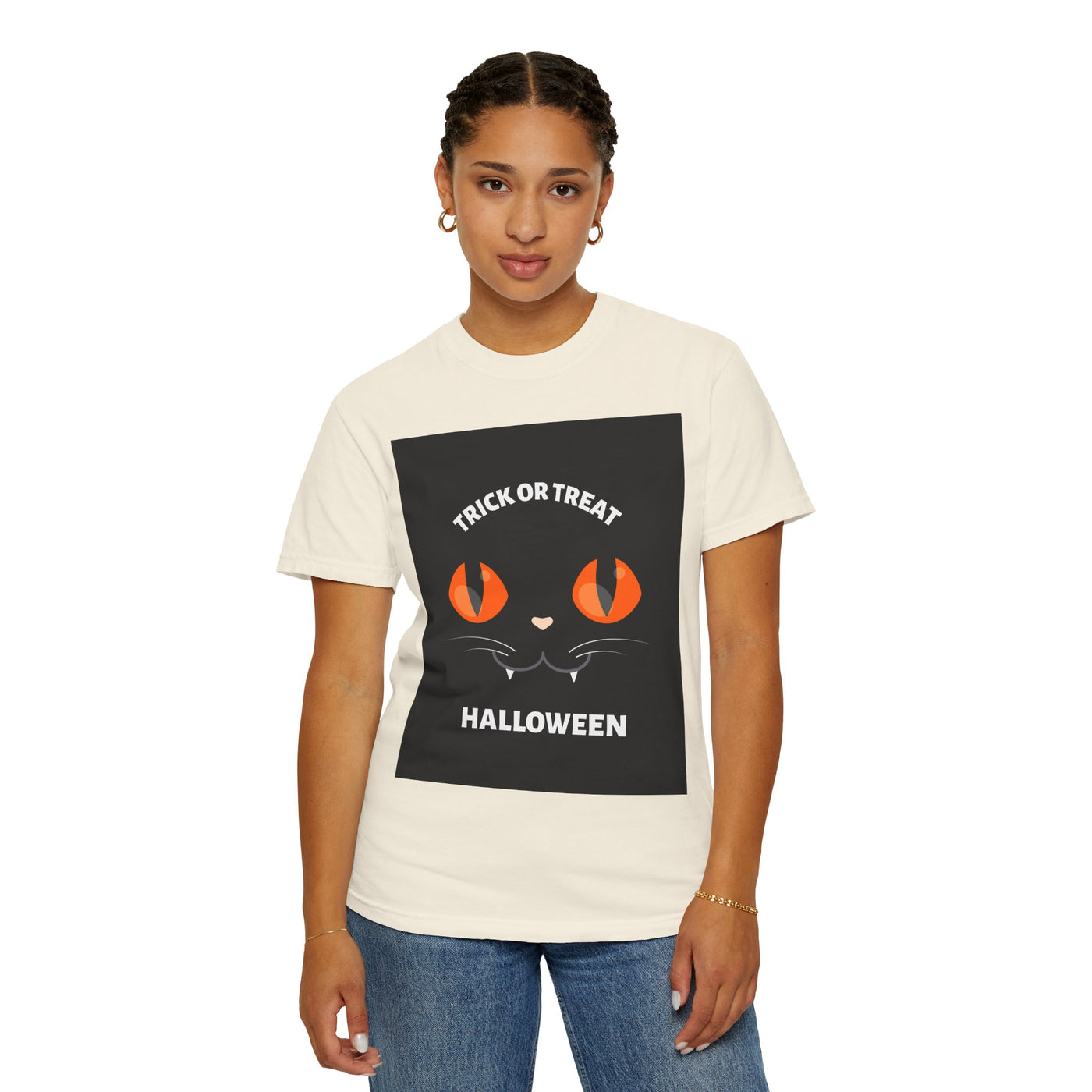 Halloween Cat T-Shirt, Unisex Trick or Treat Tee, Spooky Season Apparel, Cute Halloween Gift, Fall Festival Shirt, Cat Lover T-Shirt