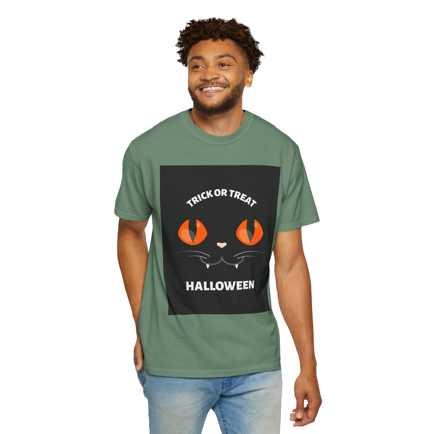 Halloween Cat T-Shirt, Unisex Trick or Treat Tee, Spooky Season Apparel, Cute Halloween Gift, Fall Festival Shirt, Cat Lover T-Shirt
