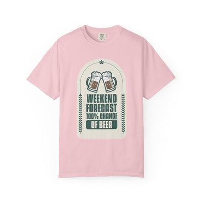 Weekend Forecast Beer T-Shirt | Unisex Garment-Dyed Tee for Beer Lovers, Perfect for Parties, Birthdays, and Casual Wear