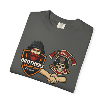 Brotherhood BBQ Humor T-Shirt, Unisex Casual Tee, Firefighter Appreciation, Friendship Gift, BBQ Lovers Shirt, Unique Graphic Tee