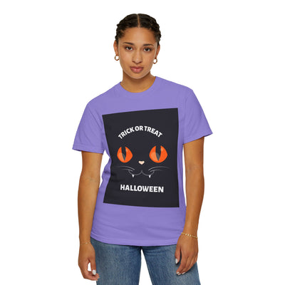 Halloween Cat T-Shirt, Unisex Trick or Treat Tee, Spooky Season Apparel, Cute Halloween Gift, Fall Festival Shirt, Cat Lover T-Shirt