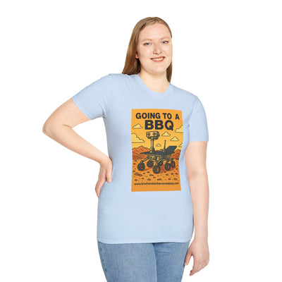BBQ Rover Unisex Softstyle T-Shirt | Fun BBQ Shirt, Space Enthusiast Gift, Summer Picnic Wear, Mars Rover Shirt, Unique Graphic Tee