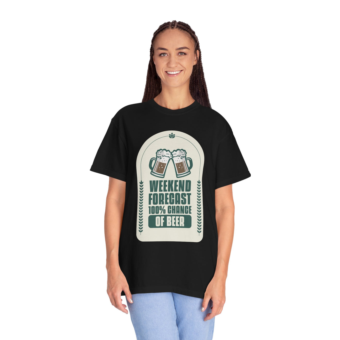 Weekend Forecast Beer T-Shirt | Unisex Garment-Dyed Tee for Beer Lovers, Perfect for Parties, Birthdays, and Casual Wear