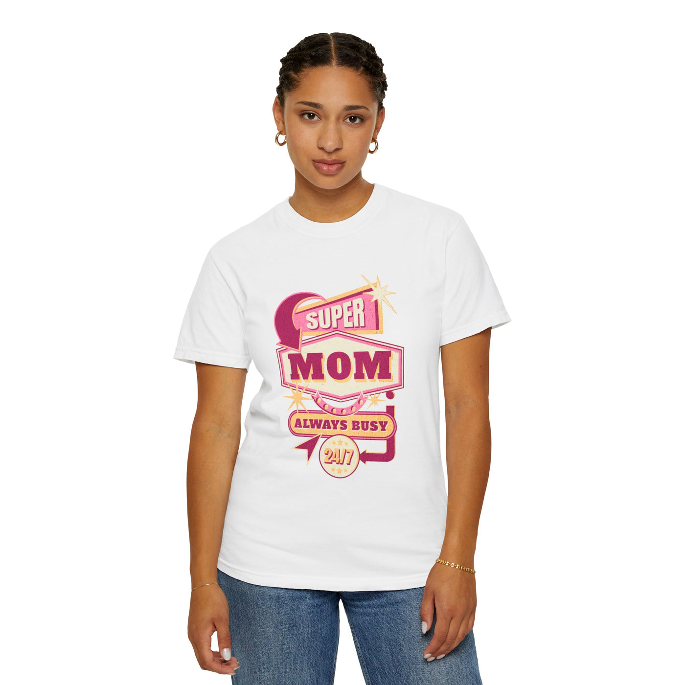 Super Mom Garment-Dyed T-Shirt, Mother's Day Gift, Funny Mom Tee, Busy Mom Apparel, Casual T-Shirt for Moms