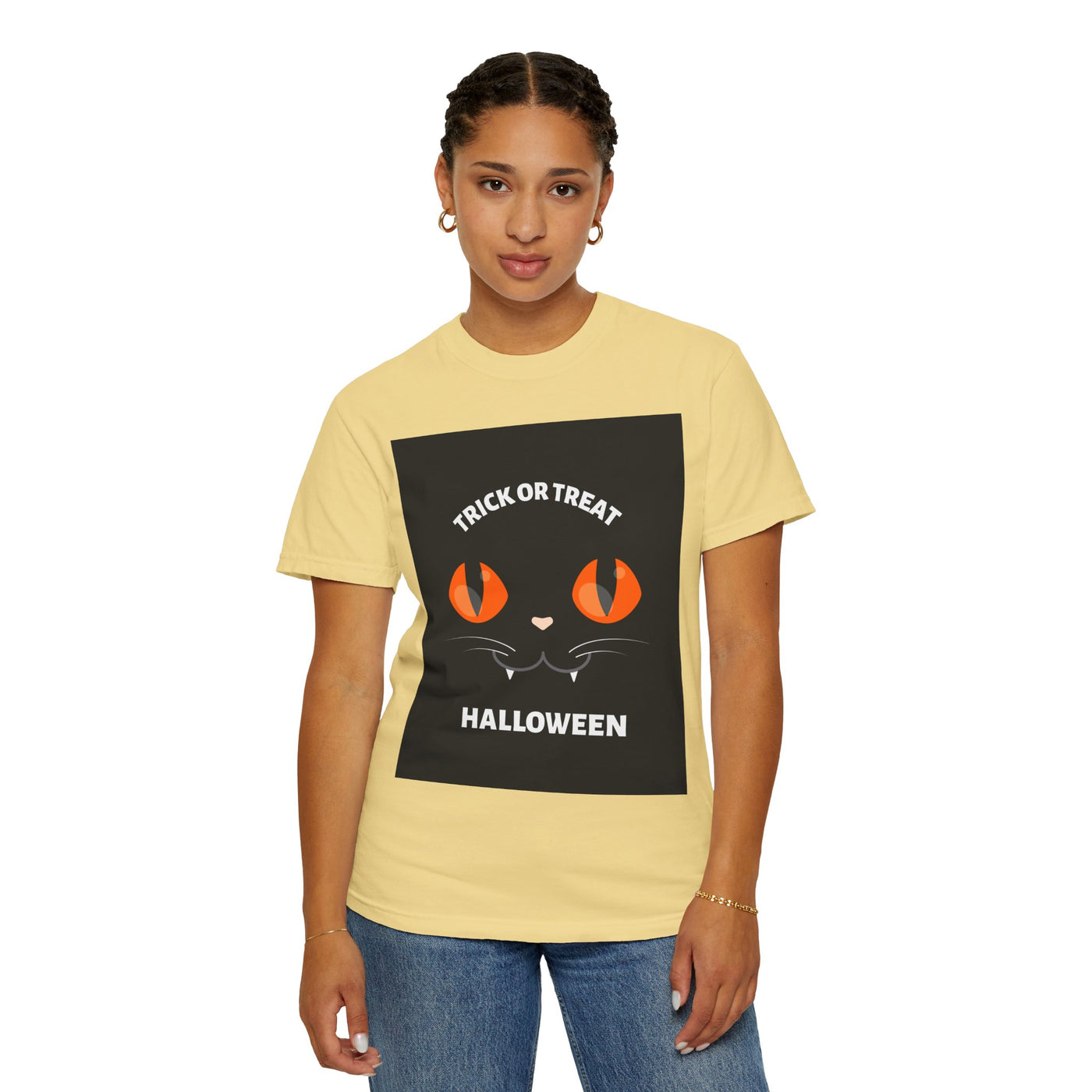 Halloween Cat T-Shirt, Unisex Trick or Treat Tee, Spooky Season Apparel, Cute Halloween Gift, Fall Festival Shirt, Cat Lover T-Shirt