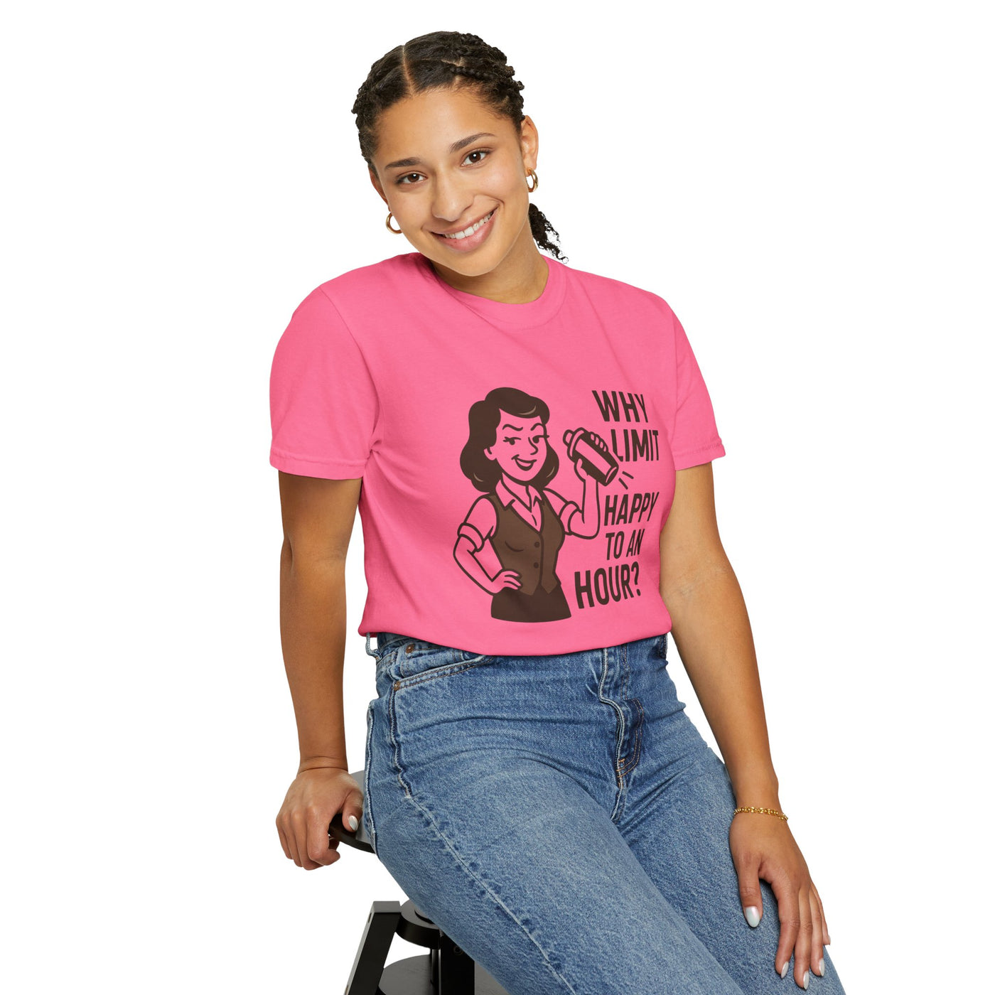 Why limit happy hour to an hour t-shirt, Chic Humor T-Shirt, Funny Shirt, Gift for Her, Casual Wear, Unisex Tee, Celebration Apparel