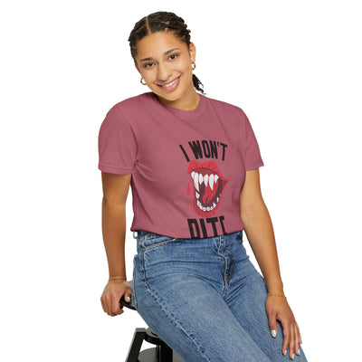 Fun Unisex 'I Won't Bite' T-Shirt for Halloween, Casual Wear, Graphic Tee, Gift for Friends, Statement Shirt