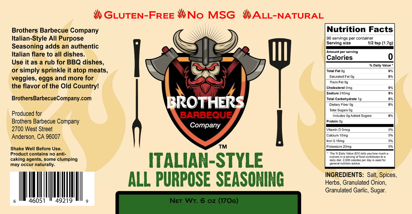 Brothers Barbeque Company's Italian - Style All Purpose Seasoning 6oz