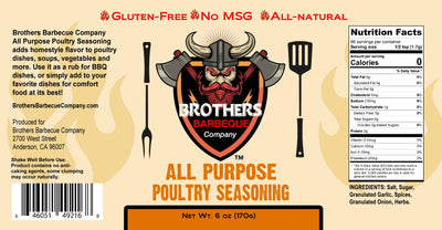 Brothers Barbeque Company's All Purpose Poultry seasoning 6 oz