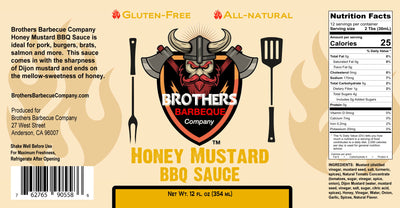 Brothers Barbeque Company's Honey mustard barbecue sauce 12 oz